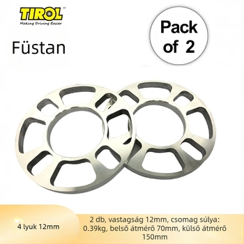 TIROL alumíniumötvözet kerékagy-flanisz — 5- és 4-lyukas rögzítési minta, 12 mm vastagság, testreszabás elérhető