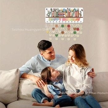 Fából készült függő naptár otthonra, természetes stílusú dekoratív akasztó, esküvőkre és partikhoz