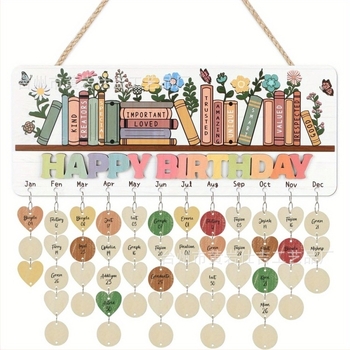 Fából készült függő naptár otthonra, természetes stílusú dekoratív akasztó, esküvőkre és partikhoz