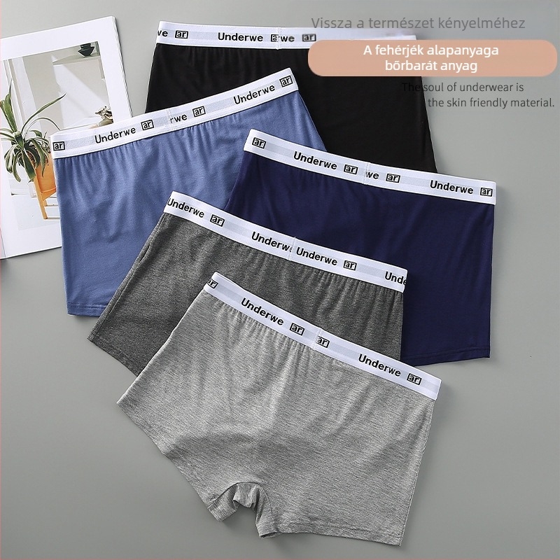 Férfi légző viszkóz boxeralsó, kötött anyagból, középmagas derékkal, betűs nyomat