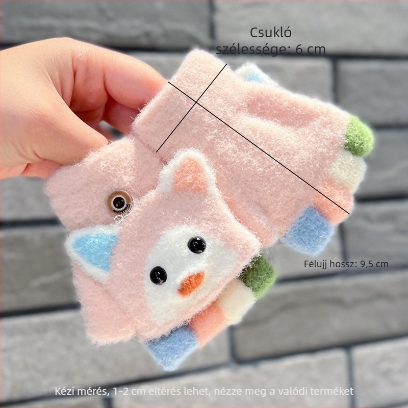 Baba félujjas kesztyű, Cartoon dizájn, akril szálból, 0–3 éveseknek, melegen tart, téli