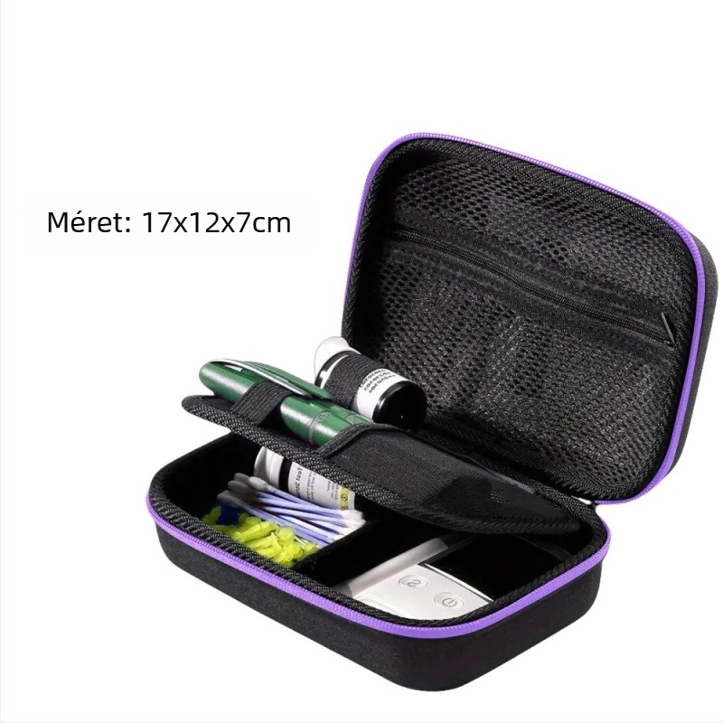 Diabétesz eszközök rendező doboz – EVA anyag, modern minimalista stílus, asztali tároló, porvédett