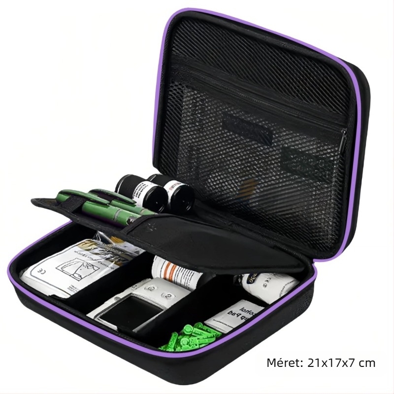 Diabétesz eszközök rendező doboz – EVA anyag, modern minimalista stílus, asztali tároló, porvédett