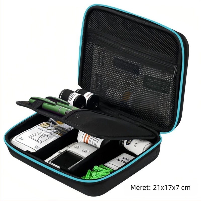 Diabétesz eszközök rendező doboz – EVA anyag, modern minimalista stílus, asztali tároló, porvédett