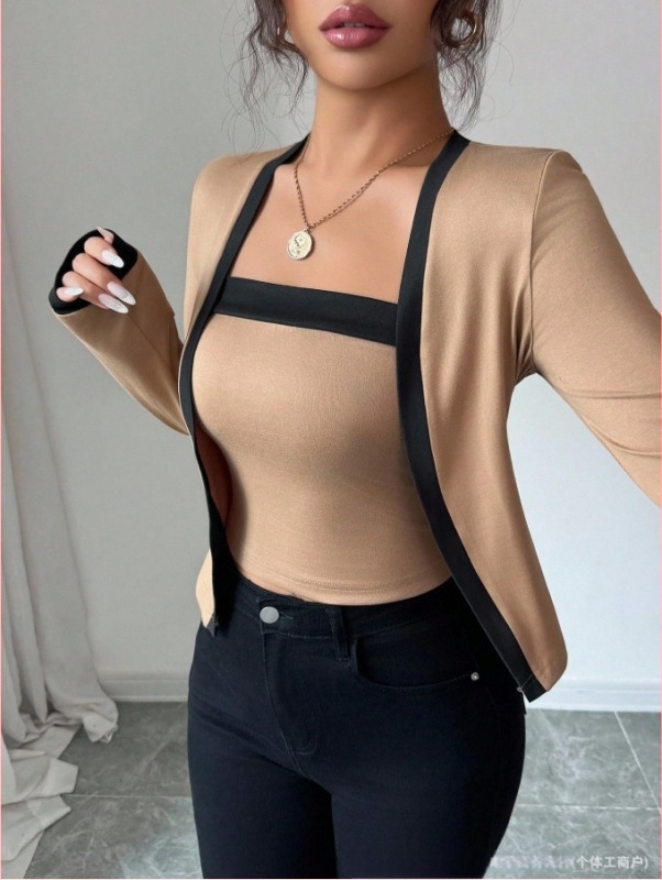 Női patchwork két darabos készlet: felső és nadrág, len-pamut keverék, 3/4-ujjú felső, 3/4 hosszúságú nadrág, nyári 2024