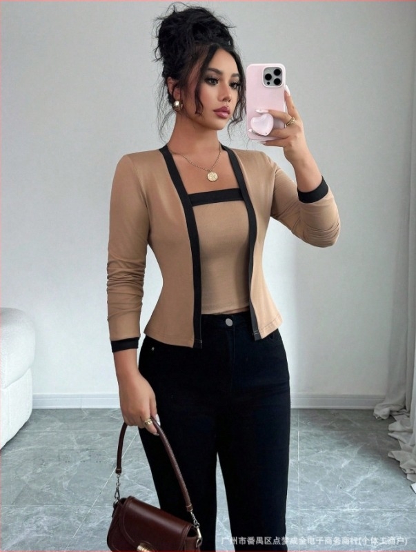 Női patchwork két darabos készlet: felső és nadrág, len-pamut keverék, 3/4-ujjú felső, 3/4 hosszúságú nadrág, nyári 2024