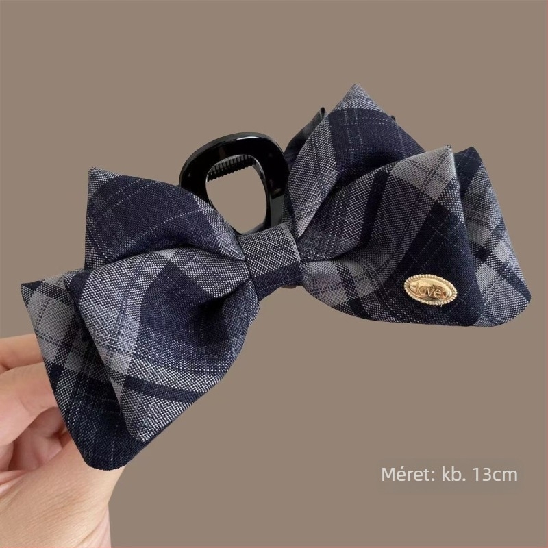 Hajcsat: kézzel készült, női dizájn, kevert anyagok, retro kockás minta, 2025 őszi kiadás