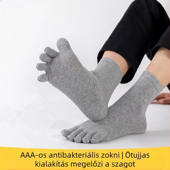 Pamut ötujjas zokni jógahoz, légáteresztő, antibakteriális, nedvszívó, dezodoráló, uniszex, négy évszakos