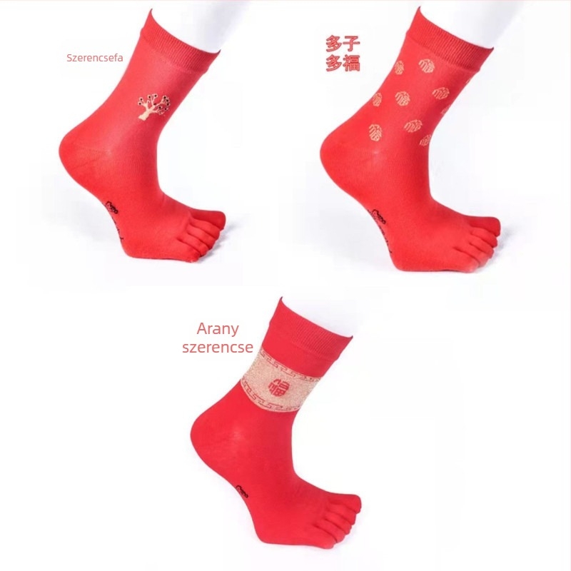 Pamut ötujjas zokni jógahoz, légáteresztő, antibakteriális, nedvszívó, dezodoráló, uniszex, négy évszakos