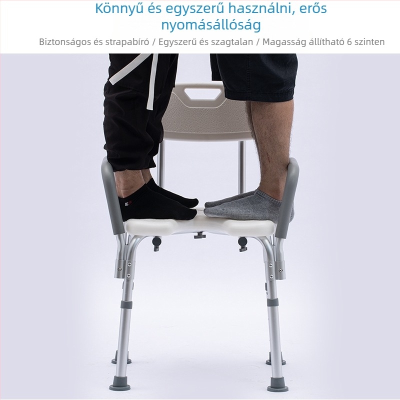 Idős személyeknek szánt alumínium ötvözetű fürdőszék, csúszásmentes zuhanyzó szék, EVA párnázás, teherbírás 100 kg, modell YK-Y07