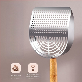 Rozsdamentes acél macskaalom-kanál integrált durva és finom lyukakkal, egyszerűen tisztítható, modell Tx-089