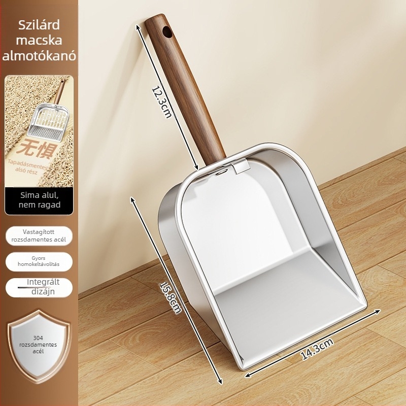 Rozsdamentes acél macskaalom szedő, tapadásmentes alj, fin lyukú szita, vastag kivitel