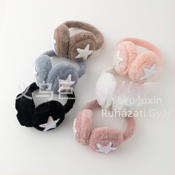 Ötágú csillagos plüss fülvédő, téli meleg, szélálló, összecsukható, poliészter