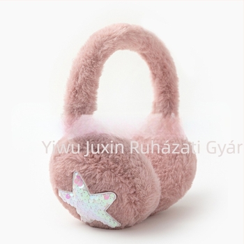 Ötágú csillagos plüss fülvédő, téli meleg, szélálló, összecsukható, poliészter