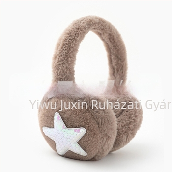 Ötágú csillagos plüss fülvédő, téli meleg, szélálló, összecsukható, poliészter