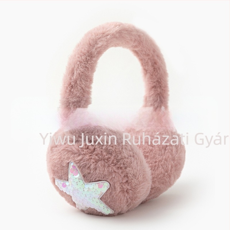 Ötágú csillagos plüss fülvédő, téli meleg, szélálló, összecsukható, poliészter
