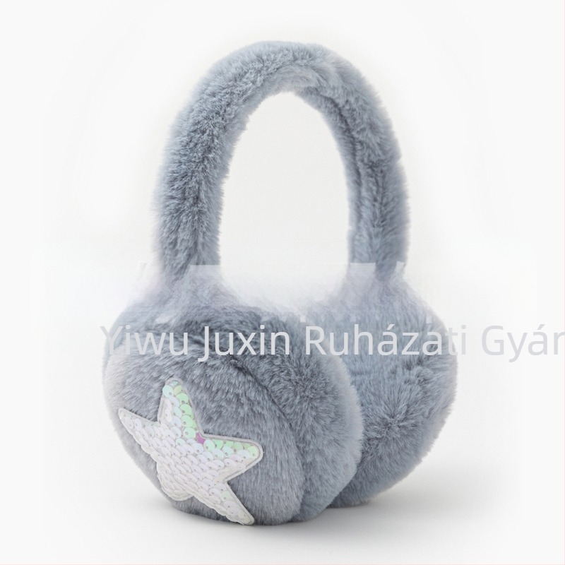 Ötágú csillagos plüss fülvédő, téli meleg, szélálló, összecsukható, poliészter