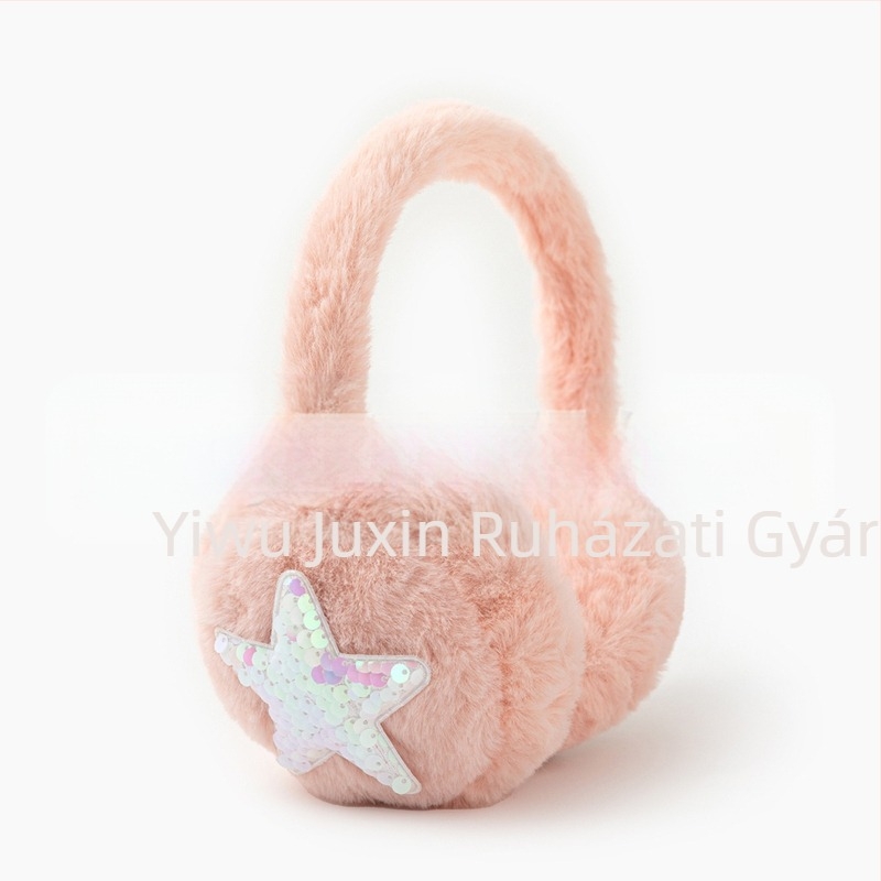 Ötágú csillagos plüss fülvédő, téli meleg, szélálló, összecsukható, poliészter