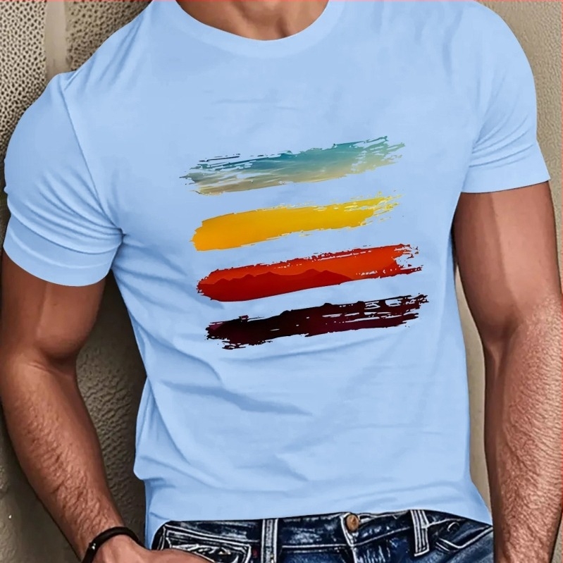 Mercerizált pamutból készült póló, nyomtatott mintával, kerek nyakú, rövid ujjú, szabályos fazon