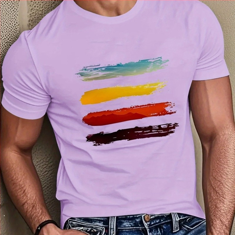 Mercerizált pamutból készült póló, nyomtatott mintával, kerek nyakú, rövid ujjú, szabályos fazon