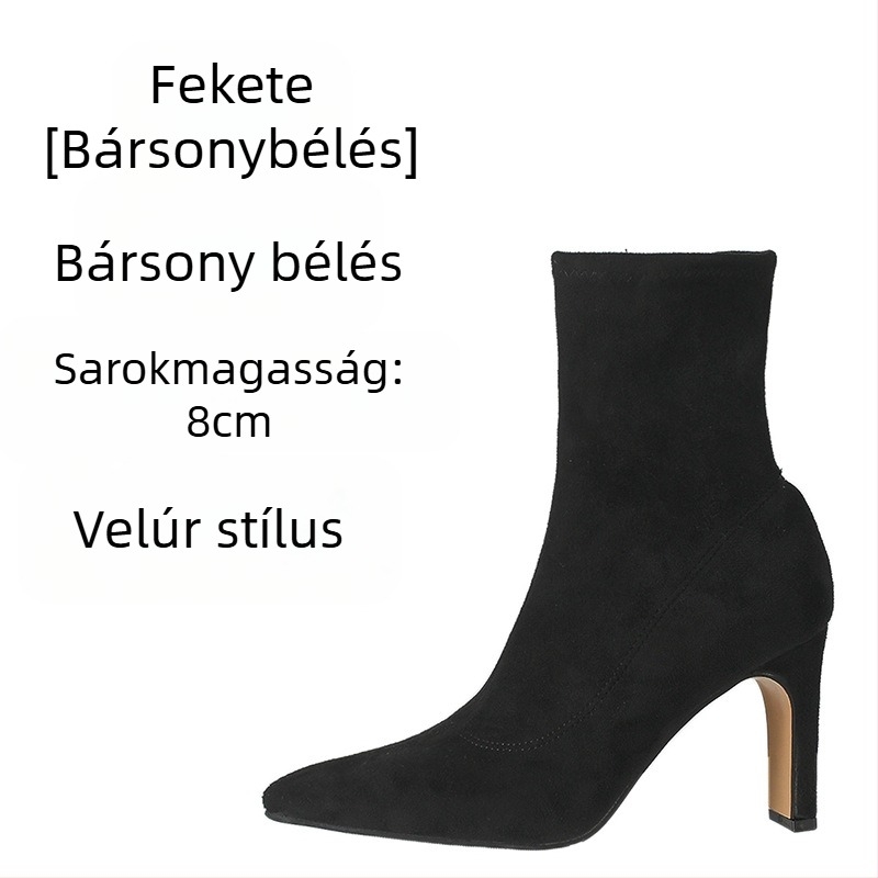 Női Martin csizmák hegyes orrú, közepes magasságú masszív sarokkal (3–5 cm), microfiber felső rész, gumitalp, oldalsó zippzár