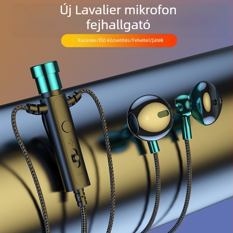 KCKZ C91 Vonalas Lavalier fejhallgató Type-C/3.5 mm csatlakozóval, 14.2 mm hangszóró, 1.5 m kábel, beépített mikrofon, 20–20000 Hz