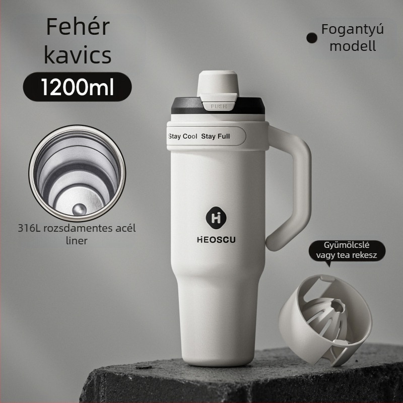 Univerzális ivópohár szívószállal, teafilterrel és jégpohár dizájnnal felnőtteknek