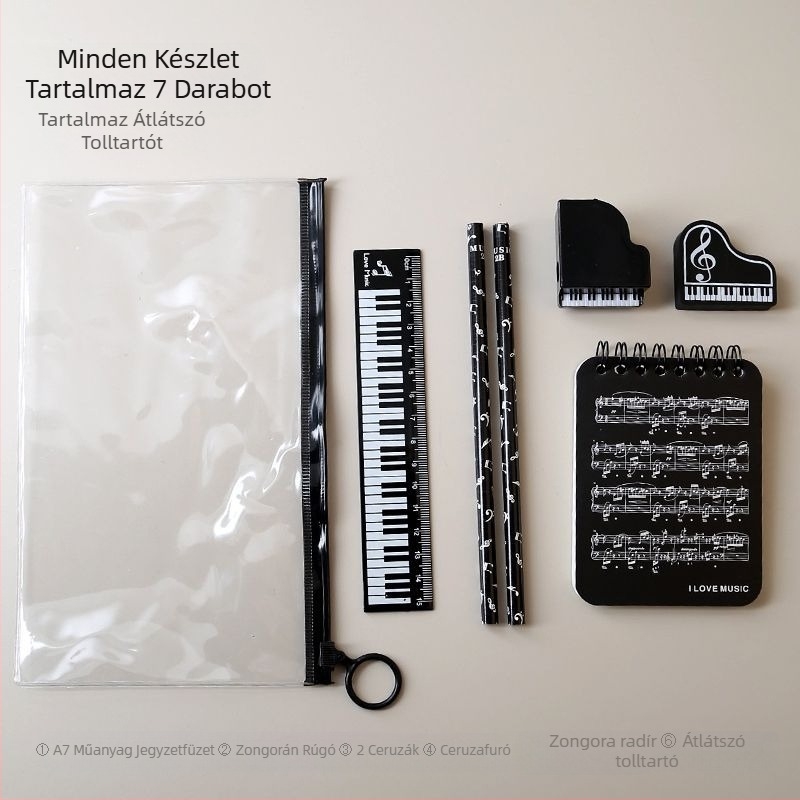 Zenei jegyzet tolltartó készlet – kreatív tanulói kellékek általános iskolában, zongora partitúra ihlette (Márka: Other; Termékkód: w683421023308; Ajándék: Nem; IP licenc: Nem)
