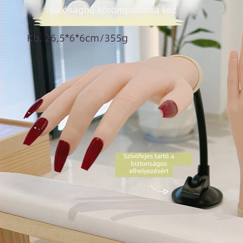 Kézmodell a manikűr gyakorlásához, lágy, hajlékony ujjak — viselhető köröm megjelenítő, eszköz a köröm művészetéhez