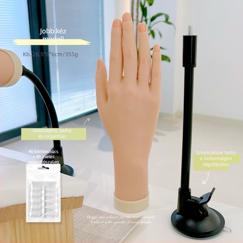 Kézmodell a manikűr gyakorlásához, lágy, hajlékony ujjak — viselhető köröm megjelenítő, eszköz a köröm művészetéhez