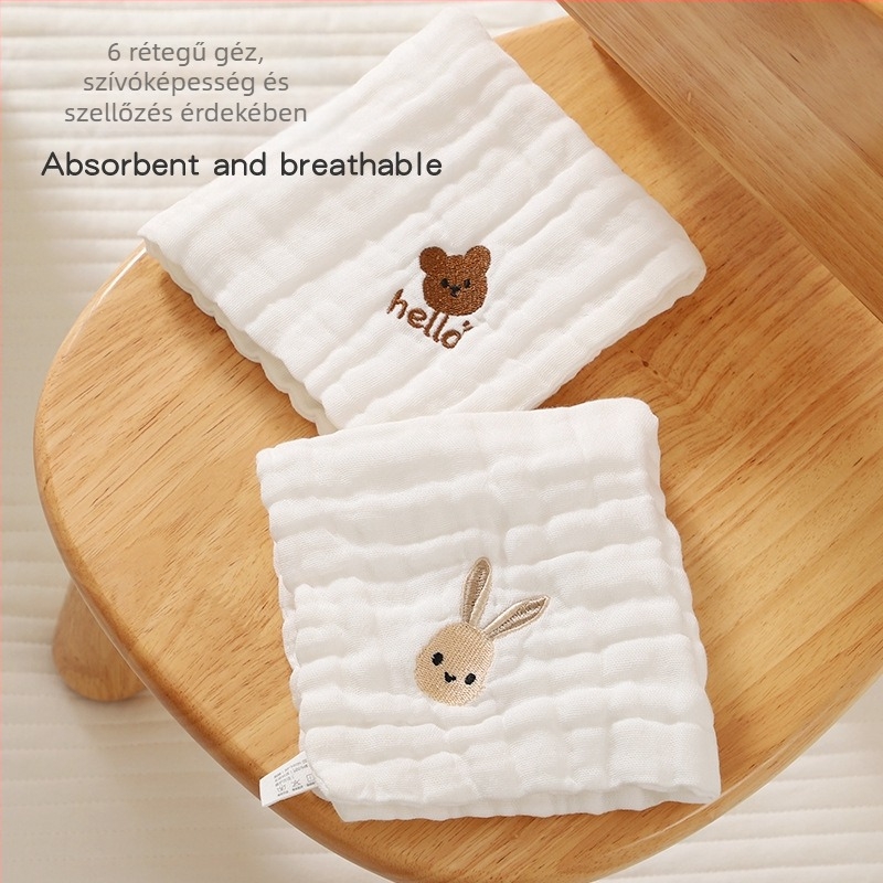 Baba nyálgyűjtő — nyári könnyű pamut géz, négyzet alakú, 3–8 éveseknek