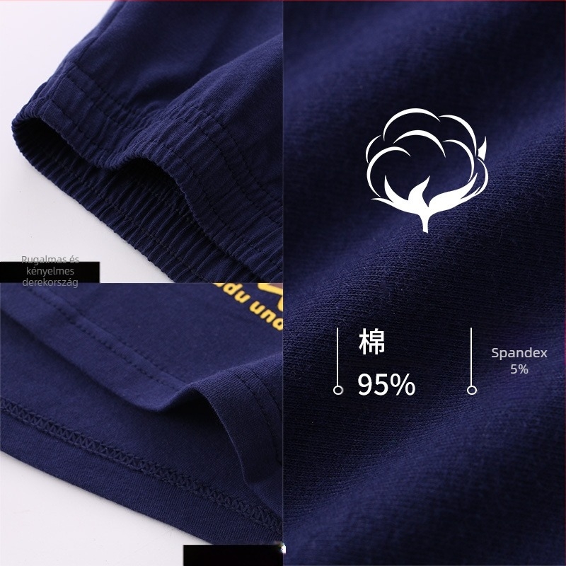 Férfi boxernadrág, lélegző pamutból, középmagas derekú, kötött anyag, 95–100% pamut