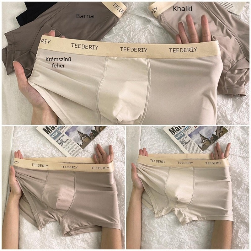 Férfiak számára varrat nélküli, lélegző alsónemű - ice silk viszkóz anyagból, középső derekú szabás, pamut bélés a részen 91–95%, nyár
