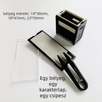 Dial stamp set – Műanyag, téglalap alakú pecsét pénzügyi irodai használatra; tinta utántöltés