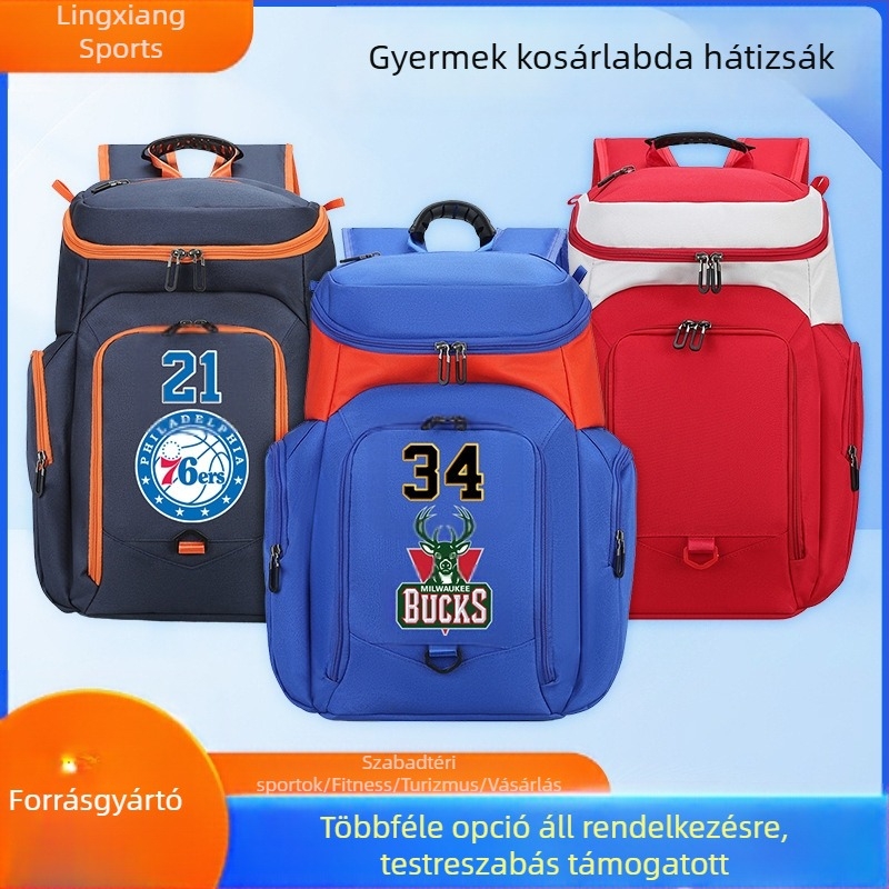 Gyerekeknek szóló sportos edző hátizsák – színes kosárlabda hátizsák nagy kapacitású tárolórekeszekkel, klubok számára