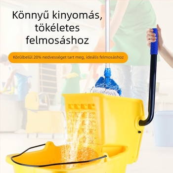 Csavaró mop vödör mechanizmussal; pamut mop anyag; műanyag mop nyél; 80–90% szárítás; teherbírás kevesebb mint 10 kg