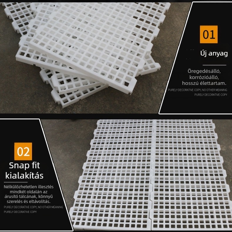 Műanyag trágyaszivárgó lemez csirkekosarakhoz — Jiwang, állattenyésztés és akvakultúra területekhez, hőmérséklet-tartomány 20-60°C