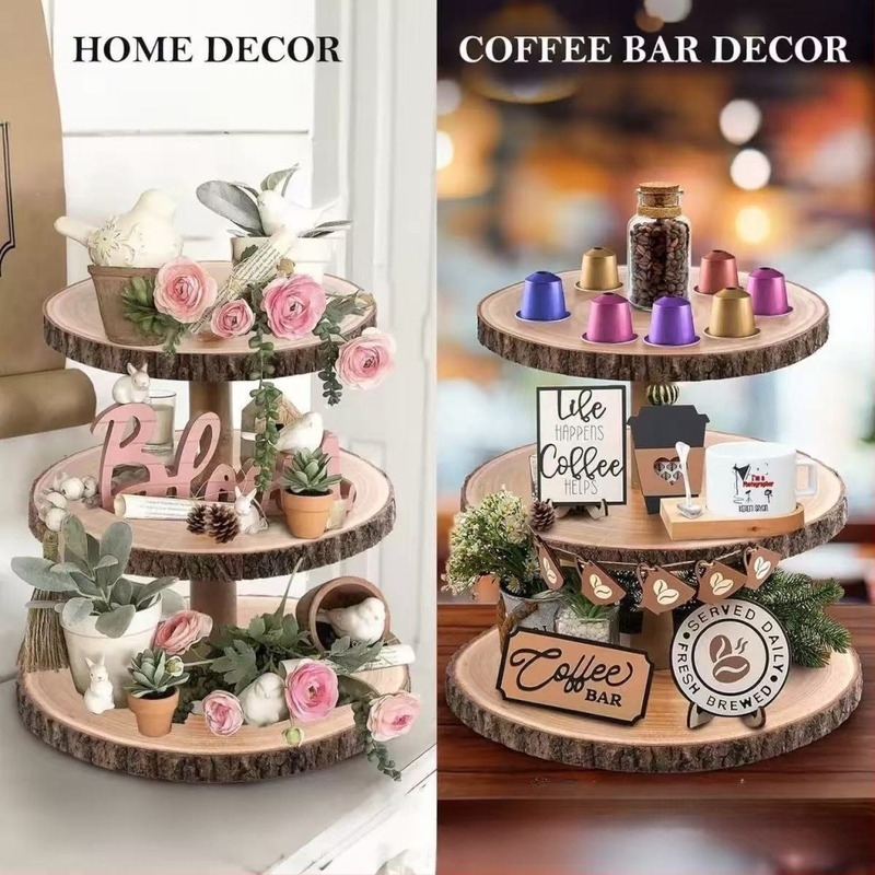 Többszintes fa tortadíszítő állvány – kézzel készült Paulownia, tömörfa, Shandong eredet