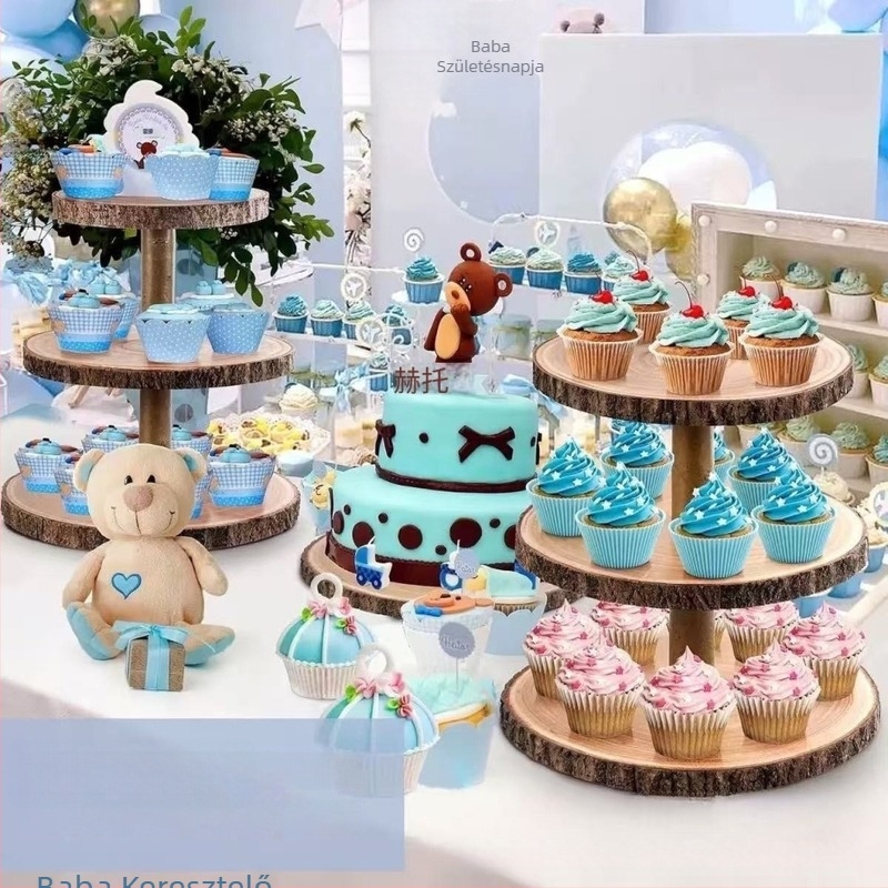 Többszintes fa tortadíszítő állvány – kézzel készült Paulownia, tömörfa, Shandong eredet