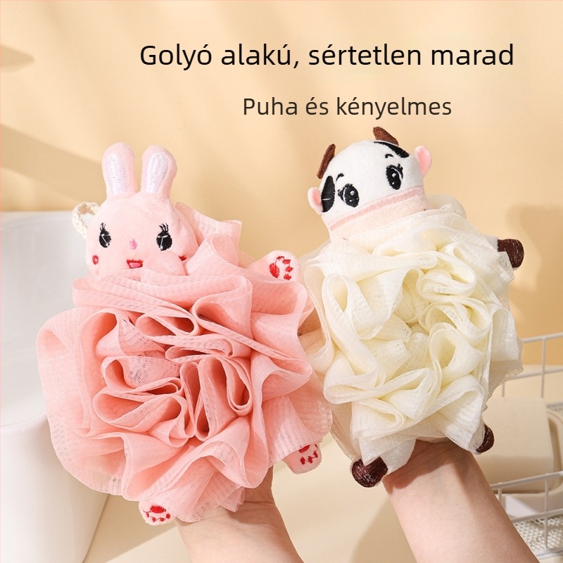 Kacsa formájú fürdőgolyó puha virág alakú szivaccal és habhálóval, nagy méretű, tartós, kiváló minőség.