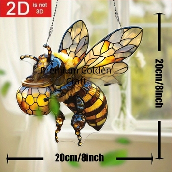 Akril fényfogó méh motívummal, 2D sík dizájn, 1 db, 20,32 cm