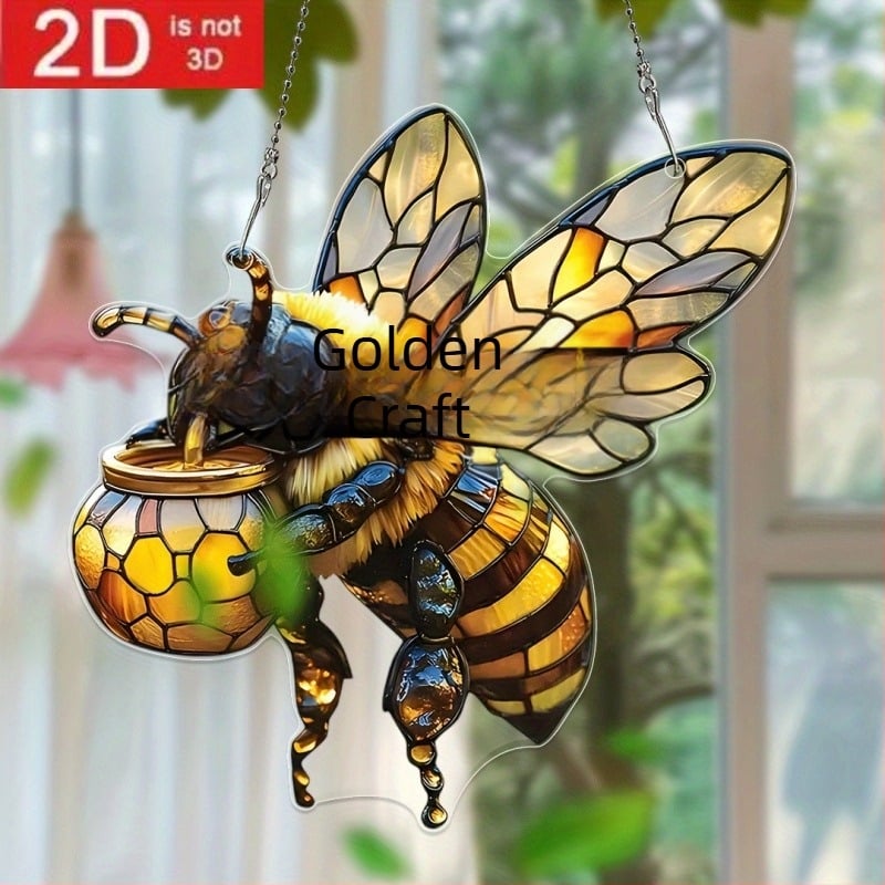 Akril fényfogó méh motívummal, 2D sík dizájn, 1 db, 20,32 cm