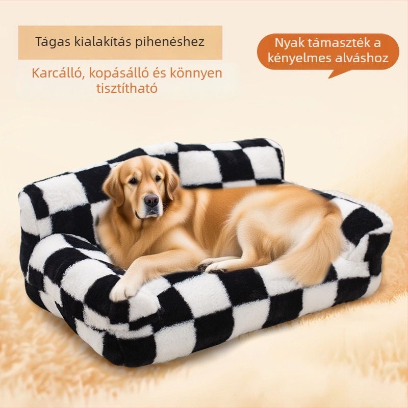 Vastagított kisállatfészek – kanapé-ágy macskáknak és kutyáknak, négy évszakos, meleg és tartós, nagy méret