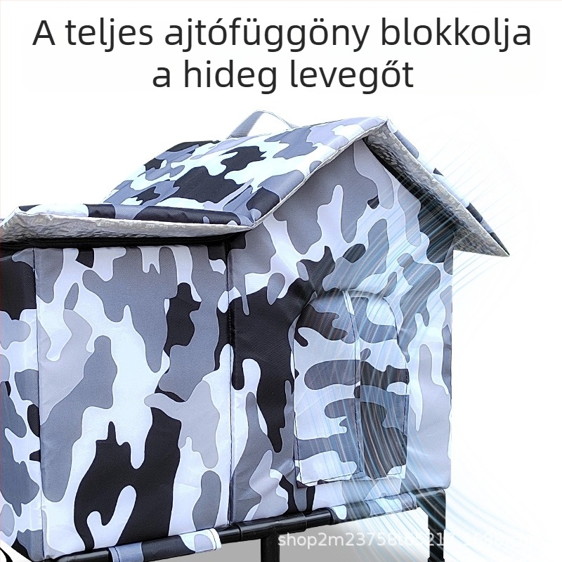 Kültéri macska- és kutyaodú, őszi–téli meleg, vastagított kialakítás, levehető és mosható, UV-védelmet nyújtó, minden évszakra vízálló
