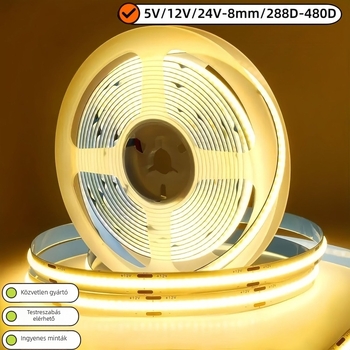 5V/12V/24V COB LED-szalag, 320 LED-del, alacsony feszültségű szekrénylineáris fény, Öntapadós, 80 CRI