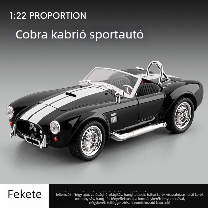 Jiaye 1:22 Cobra Kabrió – alumínium sportautó modell hang- és fényhatásokkal, húzogatós játékautó