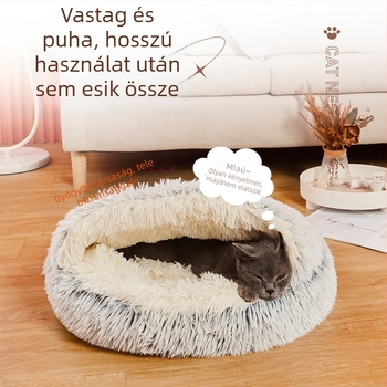 Kagyló alakú téli melegű kisállat fekhely, zárt és biztonságos macska- és kiskutyáknak matraccal