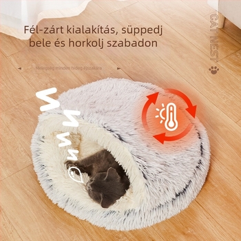 Kagyló alakú téli melegű kisállat fekhely, zárt és biztonságos macska- és kiskutyáknak matraccal