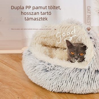 Kagyló alakú téli melegű kisállat fekhely, zárt és biztonságos macska- és kiskutyáknak matraccal