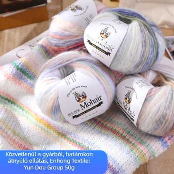Gradiens színátmenetes mohair cake fonal kézi kötéshez, selyemfinom mohair